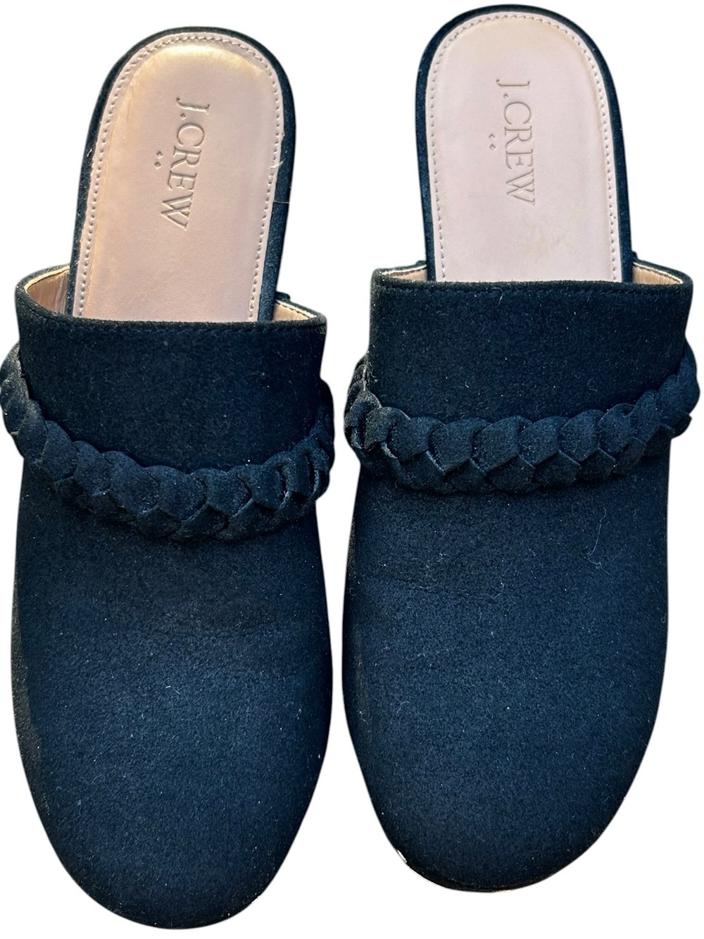 J. Crew Factory Sueded Wooden Platform Clogs 8.5 Boho Slip on Studded Braided - Picture 9 of 12